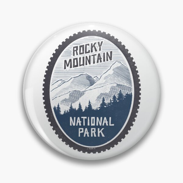 Artikelvorschau, Vintage-Etikett des Rocky-Mountain-Nationalparks entworfen und verkauft von John Morris Illustration.