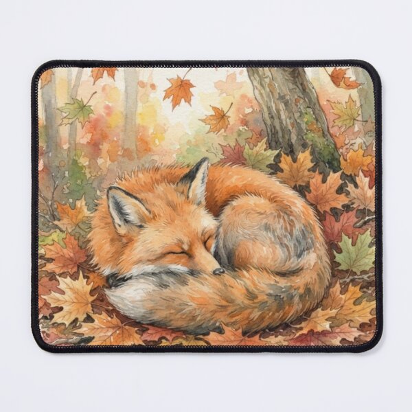 Item preview, Cozy Autumn Fox Sleeping in Maple Leaves Watercolor  Fall Season designed and sold by VibranPalette.