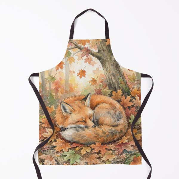 Item preview, Cozy Autumn Fox Sleeping in Maple Leaves Watercolor  Fall Season designed and sold by VibranPalette.