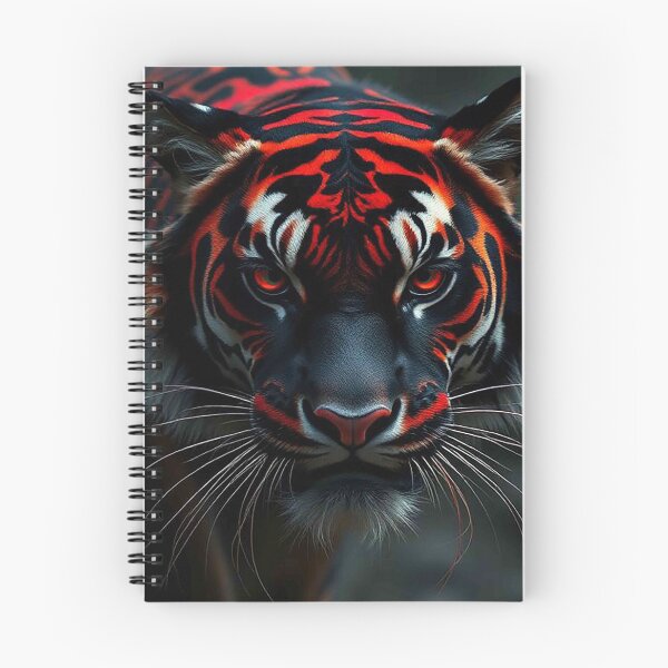 Item preview, Neon Red Tiger with Glowing Eyes – Intense Mystical Predator Portrait designed and sold by MFMart.