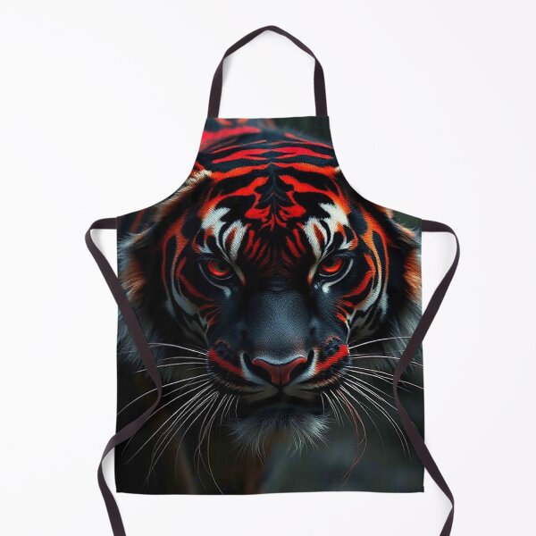 Item preview, Neon Red Tiger with Glowing Eyes – Intense Mystical Predator Portrait designed and sold by MFMart.