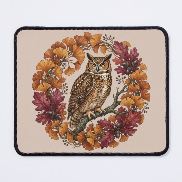 Item preview, Autumn Vibes Great Horned Owl Wreath Bird Design designed and sold by BirdsnStuff.