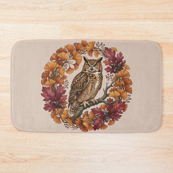 Item preview, Autumn Vibes Great Horned Owl Wreath Bird Design designed and sold by BirdsnStuff.