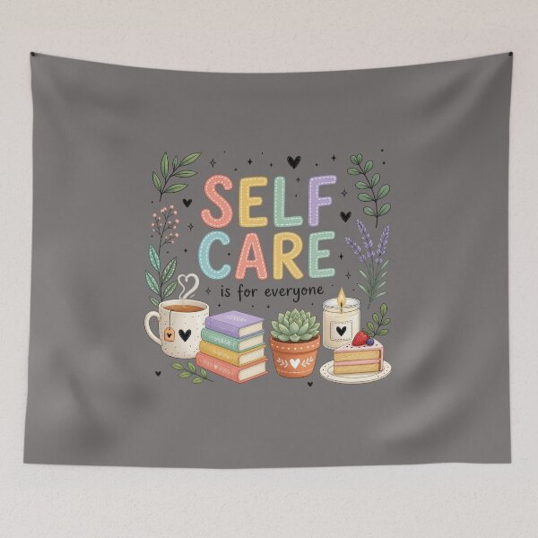 Item preview, Self Care Is For Everyone Cute Pastel Mental Health Books Plants designed and sold by FestivityFinds.