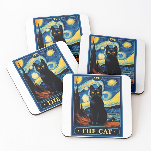 Item preview, Black Cat Tarot Starry Night Art designed and sold by varin-studio.