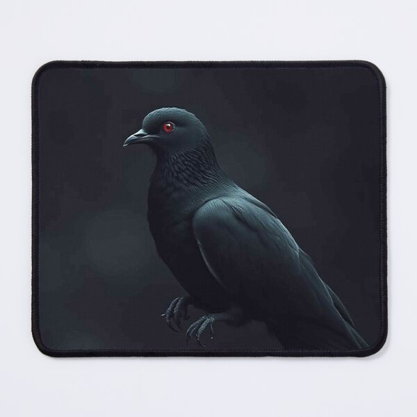 Item preview, Black Pigeon with Glowing Red Eye – Mystical Dark Bird Portrait designed and sold by MFMart.