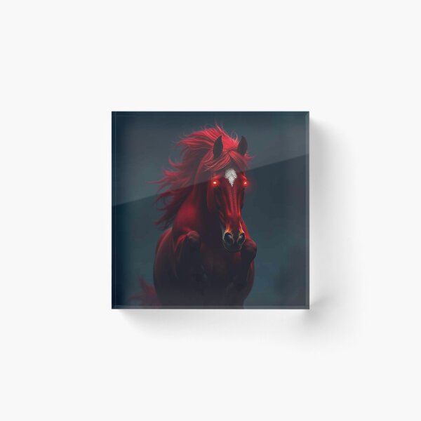 Item preview, Crimson Red Horse with Glowing Eyes – Fierce Mystical Stallion Portrait designed and sold by MFMart.