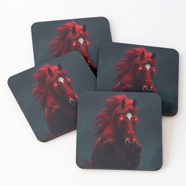 Item preview, Crimson Red Horse with Glowing Eyes – Fierce Mystical Stallion Portrait designed and sold by MFMart.
