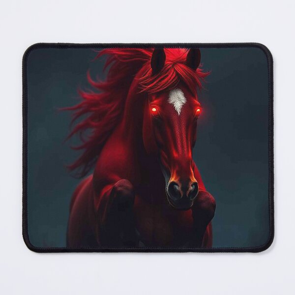 Item preview, Crimson Red Horse with Glowing Eyes – Fierce Mystical Stallion Portrait designed and sold by MFMart.