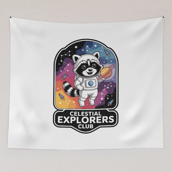 Item preview, Cute Astronaut Raccoon Space Celestial Explorers Club designed and sold by FestivityFinds.
