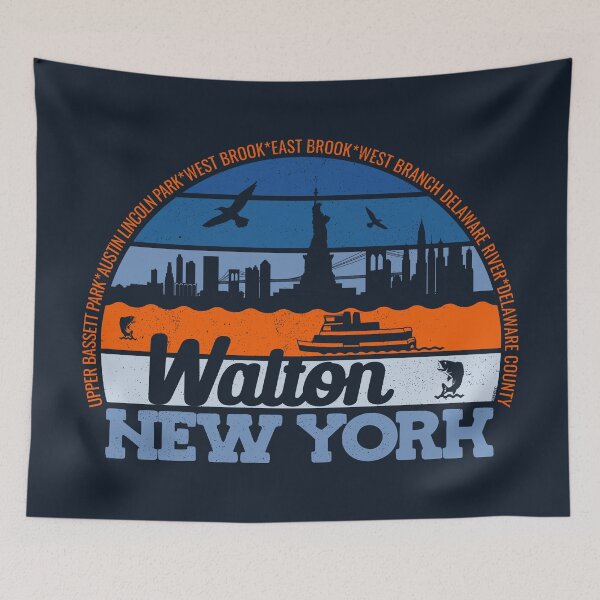 Item preview, Walton New York Sunset Retro Vintage Local Pride Logo designed and sold by CRHPOD20.