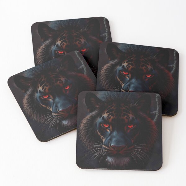 Item preview, Black Tiger with Crimson Stripes and Glowing Red Eyes – Mystical Dark Predator designed and sold by MFMart.
