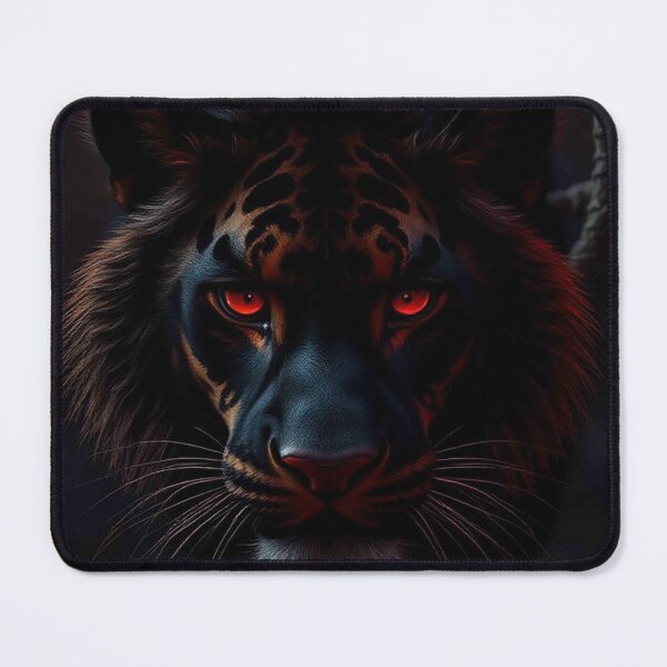 Item preview, Black Tiger with Crimson Stripes and Glowing Red Eyes – Mystical Dark Predator designed and sold by MFMart.