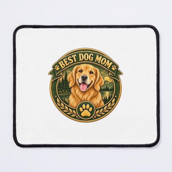 Item preview, Best Dog Mom Circular Badge Illustrated Dog Design Shirt designed and sold by Rod & Retriever.