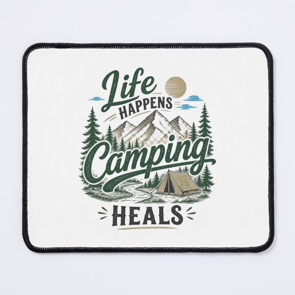 Item preview, Life Happens Camping Heals Vintage Mountain Adventure designed and sold by FestivityFinds.