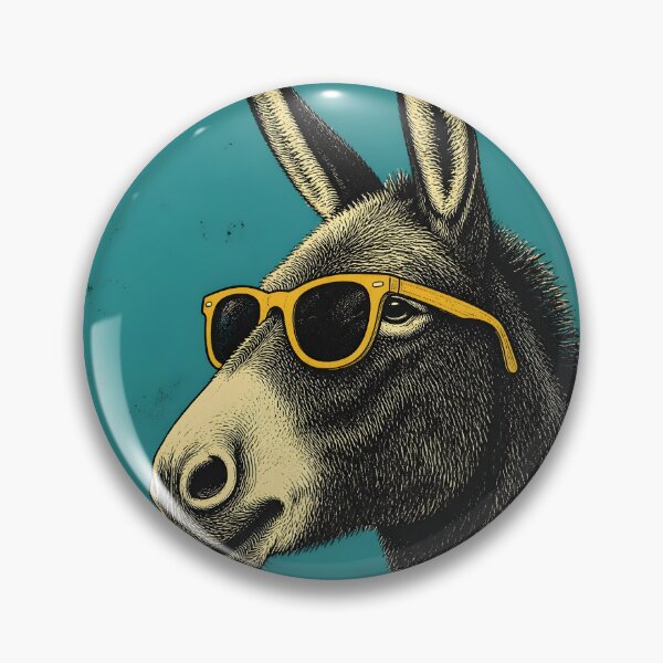Item preview, Cool Donkey in Yellow Sunglasses Vintage Linocut Art designed and sold by ASN STUDIO.