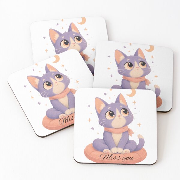 Item preview, Miss You Cute Cat Kawaii Animal Art designed and sold by NikBrin Prevail .