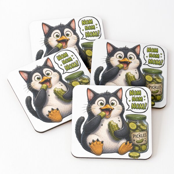 Item preview, Penguin Cat Munching pickles designed and sold by KreativeCrow.