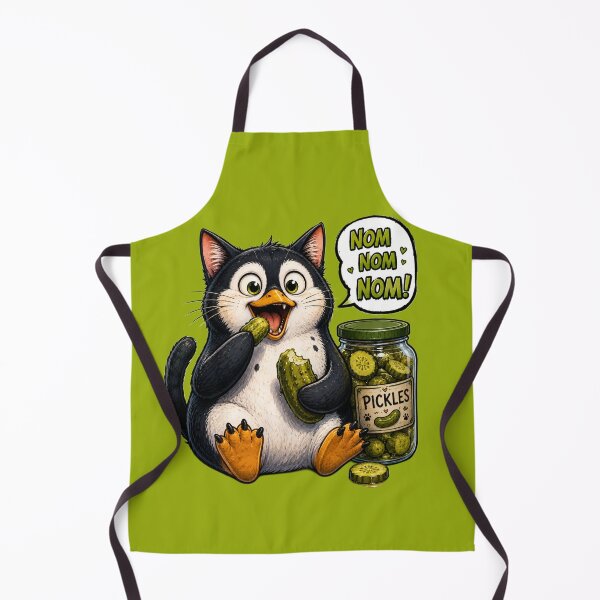 Aperçu de l'œuvre Le chat pingouin grignote des cornichons créée et vendue par KreativeCrow.