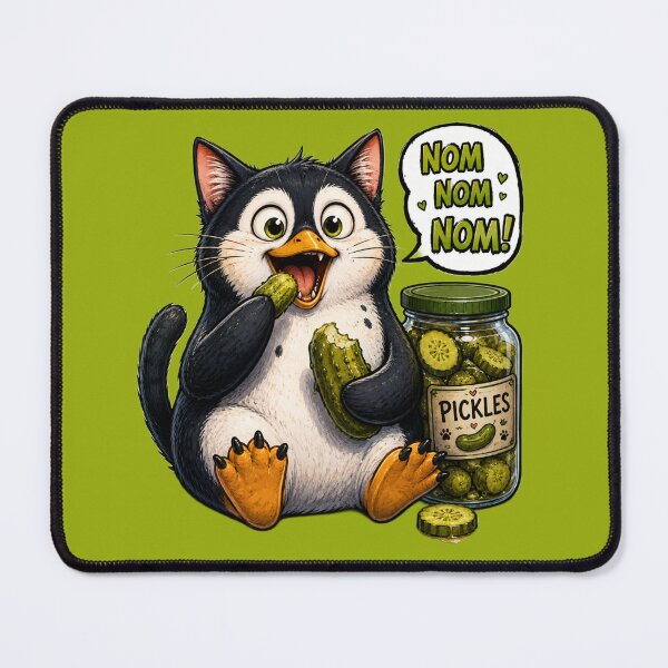 Item preview, Penguin Cat Munching pickles designed and sold by KreativeCrow.