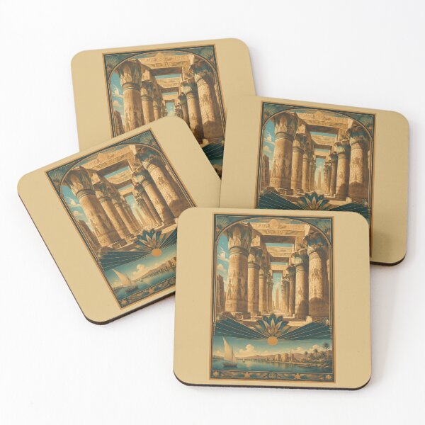 Item preview, Ancient Egypt Heritage – Karnak Temple & Nile Vintage Poster designed and sold by Yasmine Mohammed.