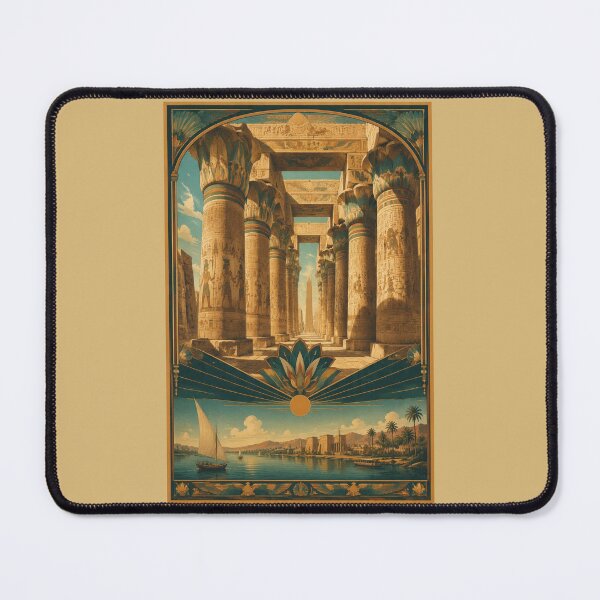Item preview, Ancient Egypt Heritage – Karnak Temple & Nile Vintage Poster designed and sold by Yasmine Mohammed.