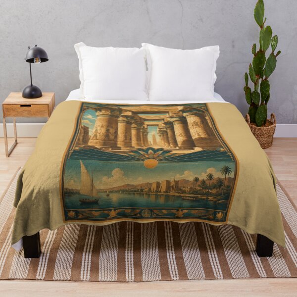 Item preview, Ancient Egypt Heritage – Karnak Temple & Nile Vintage Poster designed and sold by Yasmine Mohammed.