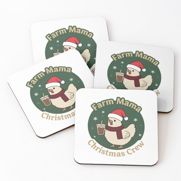 Item preview, Farm Mama Christmas Crew – Chicken with Santa Hat and Iced Coffee designed and sold by LuloCreative.