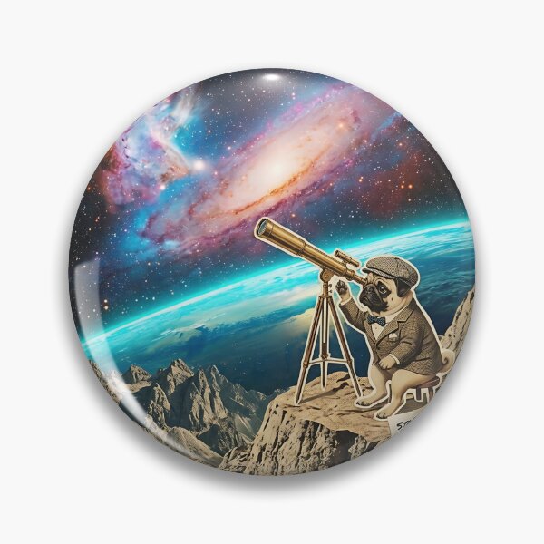 Item preview, Pug Astronomer at the Telescope designed and sold by PictoVibe.