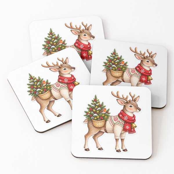 Item preview, Christmas Reindeer with Christmas Tree | Festive Woodland Deer, Winter Holiday Design designed and sold by MrDev.
