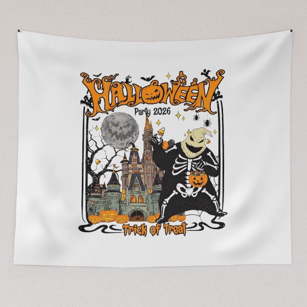 Item preview, Halloween Skeleton Pumpkin Castle Trick Or Treat Artwork designed and sold by SarahLeon77822.