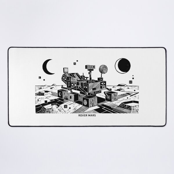 Item preview, Mars Rover Space Exploration Woodcut Linocut Art designed and sold by KiwiRider.