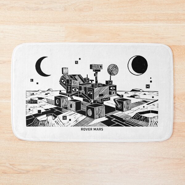 Item preview, Mars Rover Space Exploration Woodcut Linocut Art designed and sold by KiwiRider.
