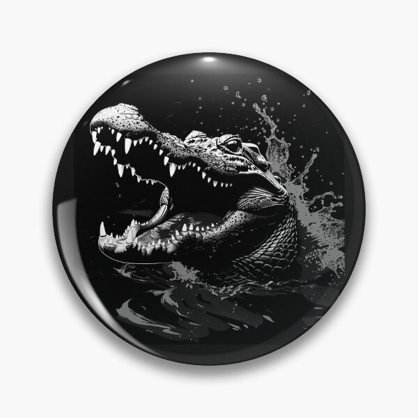 Item preview, Crocodile Attack with Open Jaws Dark Reptile Predator Art Design designed and sold by inkoutninja.