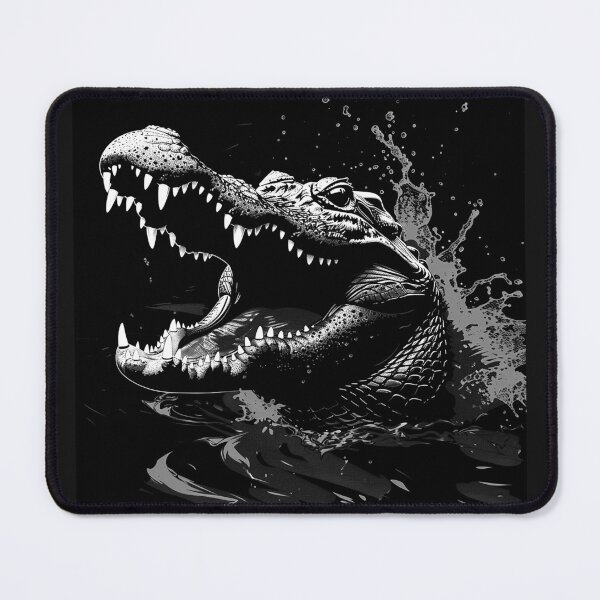 Item preview, Crocodile Attack with Open Jaws Dark Reptile Predator Art Design designed and sold by inkoutninja.