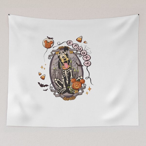 Item preview, Retro Halloween Skeleton Dog Pumpkin Castle Spooky Cartoon Art designed and sold by Christoph19611.