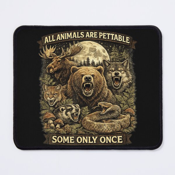 Item preview, All Animals Are Pettable Some Only Once Wild Animals Hunter Outdoorsman Humor designed and sold by BrockmeyeSB.