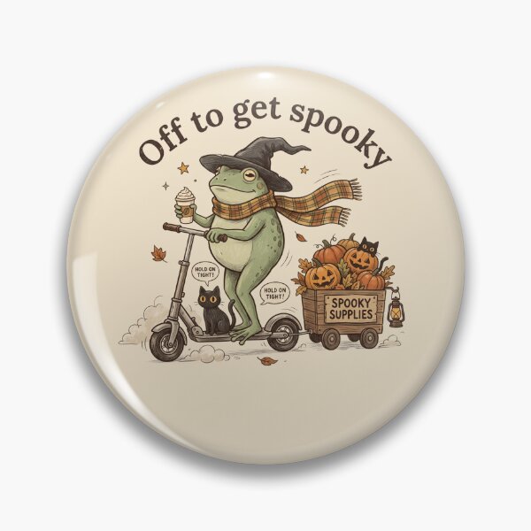 Item preview, Off to Get Spooky Cute Halloween Witch Frog on Scooter designed and sold by WhooHoo-Art.