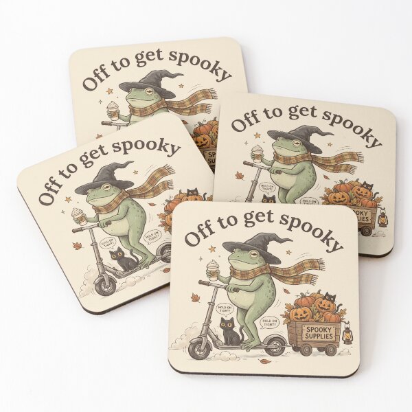 Item preview, Off to Get Spooky Cute Halloween Witch Frog on Scooter designed and sold by WhooHoo-Art.