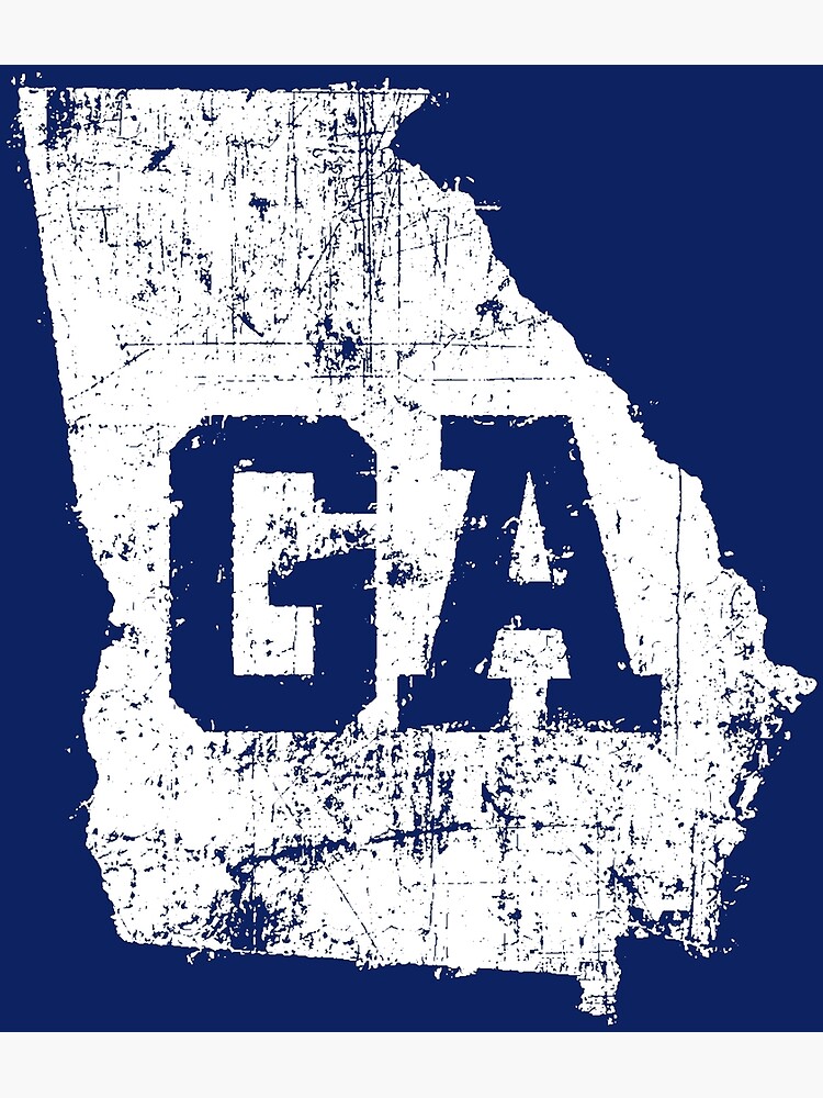 "Distressed White State Map GA Abbreviation" Poster for Sale by