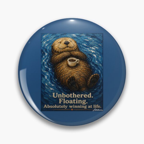 Item preview, Sea Otter Floating Coffee Cup Flat Illustration Unbothered Animal Art designed and sold by Artisticanvas.