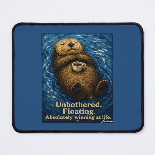 Item preview, Sea Otter Floating Coffee Cup Flat Illustration Unbothered Animal Art designed and sold by Artisticanvas.