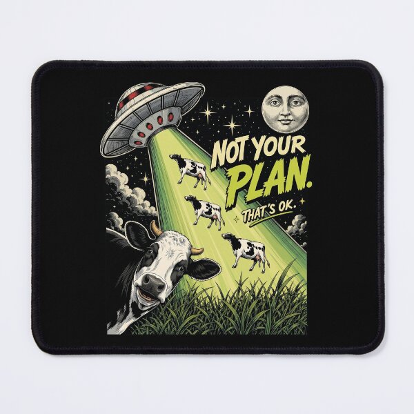 Item preview, UFO Cow Abduction Not Your Plan That's OK Retro Comic designed and sold by Vermanartist.