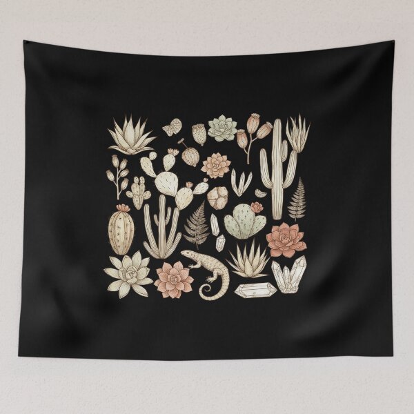 Item preview, Vintage Desert Cactus Succulent Lizard Quartz Crystal Sticker Sheet designed and sold by FestivityFinds.