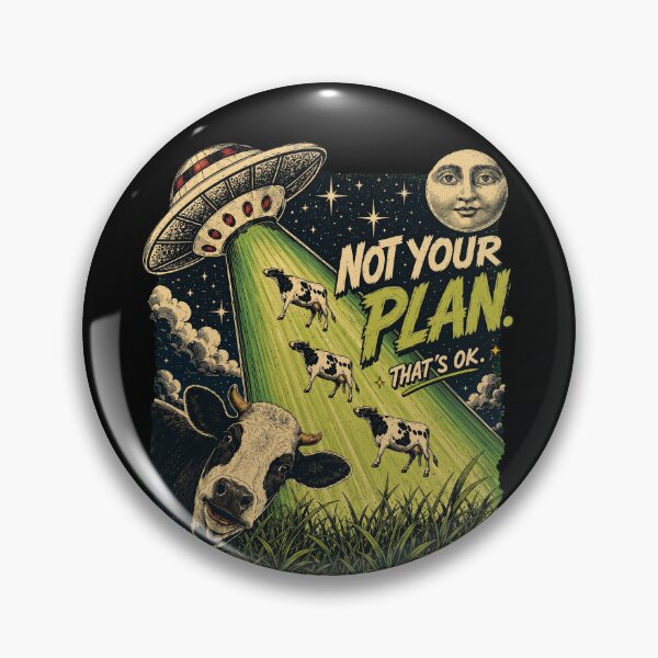 Item preview, UFO Alien Abduction Cow Retro Not Your Plan Thats Ok Funny Sci Fi designed and sold by Vermanartist.