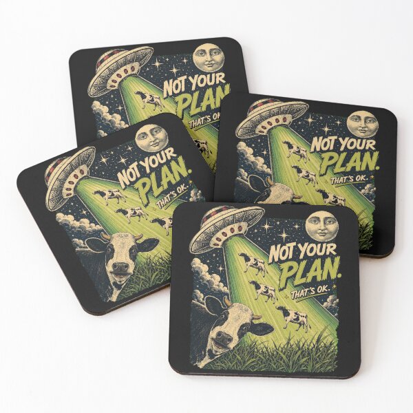 Item preview, UFO Alien Abduction Cow Retro Not Your Plan Thats Ok Funny Sci Fi designed and sold by Vermanartist.