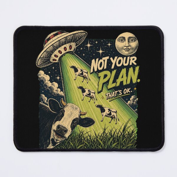 Item preview, UFO Alien Abduction Cow Retro Not Your Plan Thats Ok Funny Sci Fi designed and sold by Vermanartist.