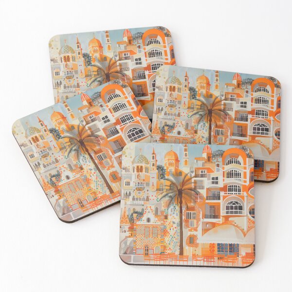 Item preview, Mediterranean Palms and Orange Rooftops designed and sold by NeoNebulaArt.