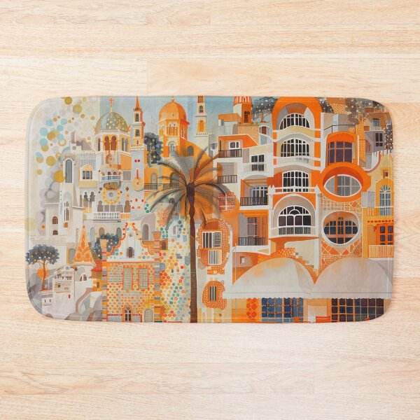 Item preview, Mediterranean Palms and Orange Rooftops designed and sold by NeoNebulaArt.