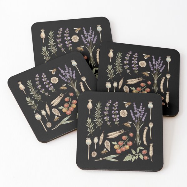 Item preview, Vintage Botanical Garden Herbs Honeybee Poppy Seed Pods designed and sold by FestivityFinds.